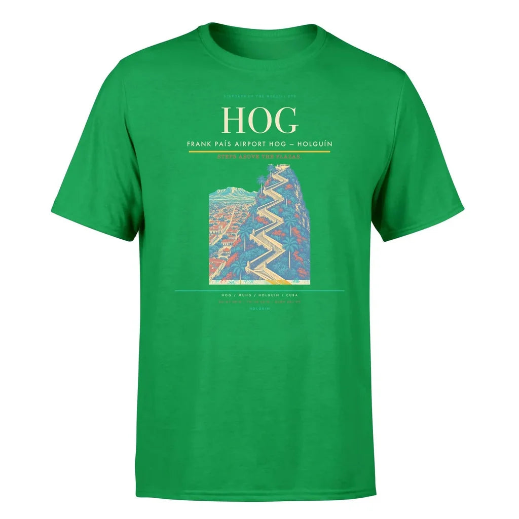 Frank País Airport (HOG) T-Shirt single-side front print in Green | frank-país-airport-hog-double-side-t-shirt