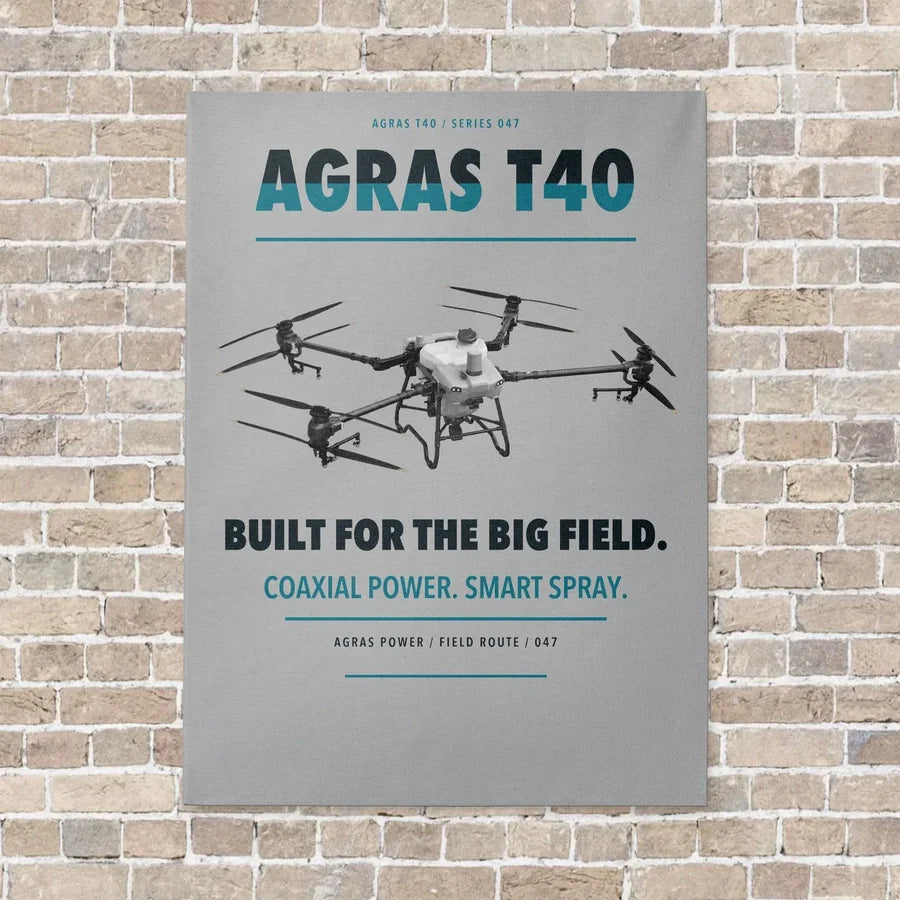 DJI Agras T40 vertical canvas print - no frame - light gray background