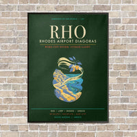 Thumbnail for Rhodes Airport Diagoras RHO - Canvas Framed - Dark Green