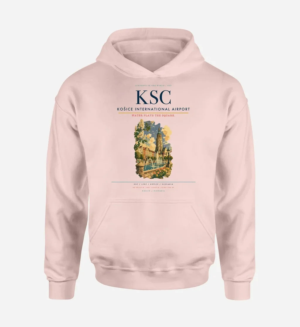 Košice International Airport (KSC) design on pink hoodie single-side print