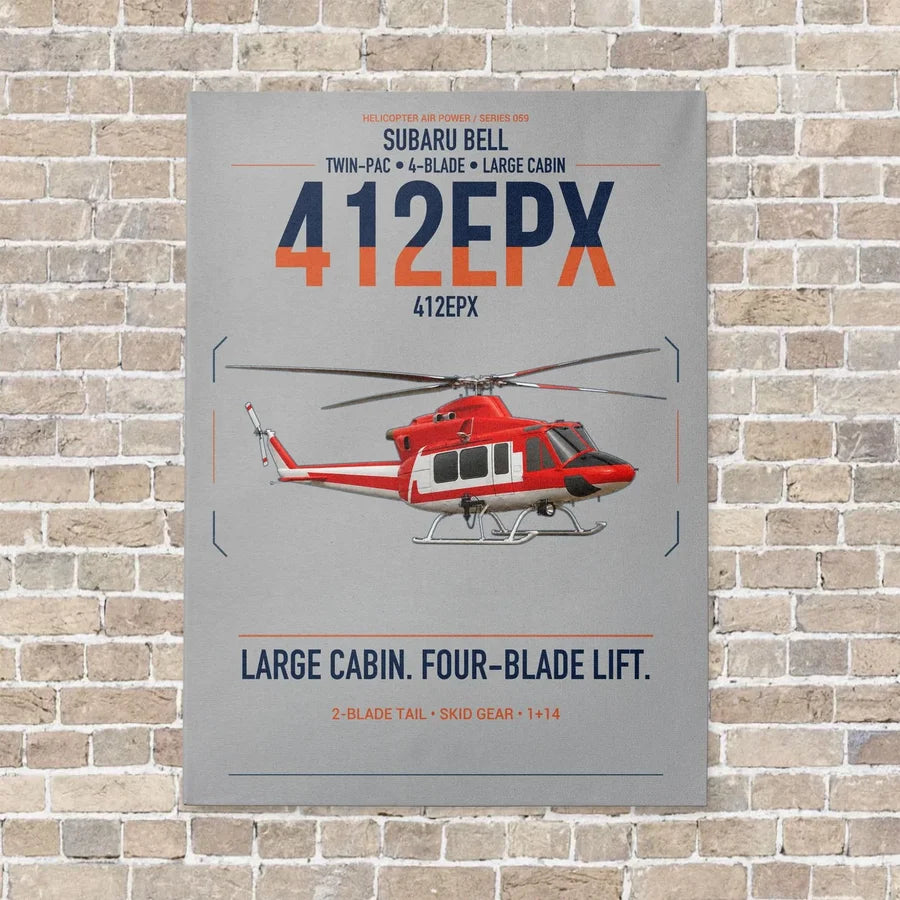 SUBARU Bell 412EPX vertical canvas print - no frame - light gray background