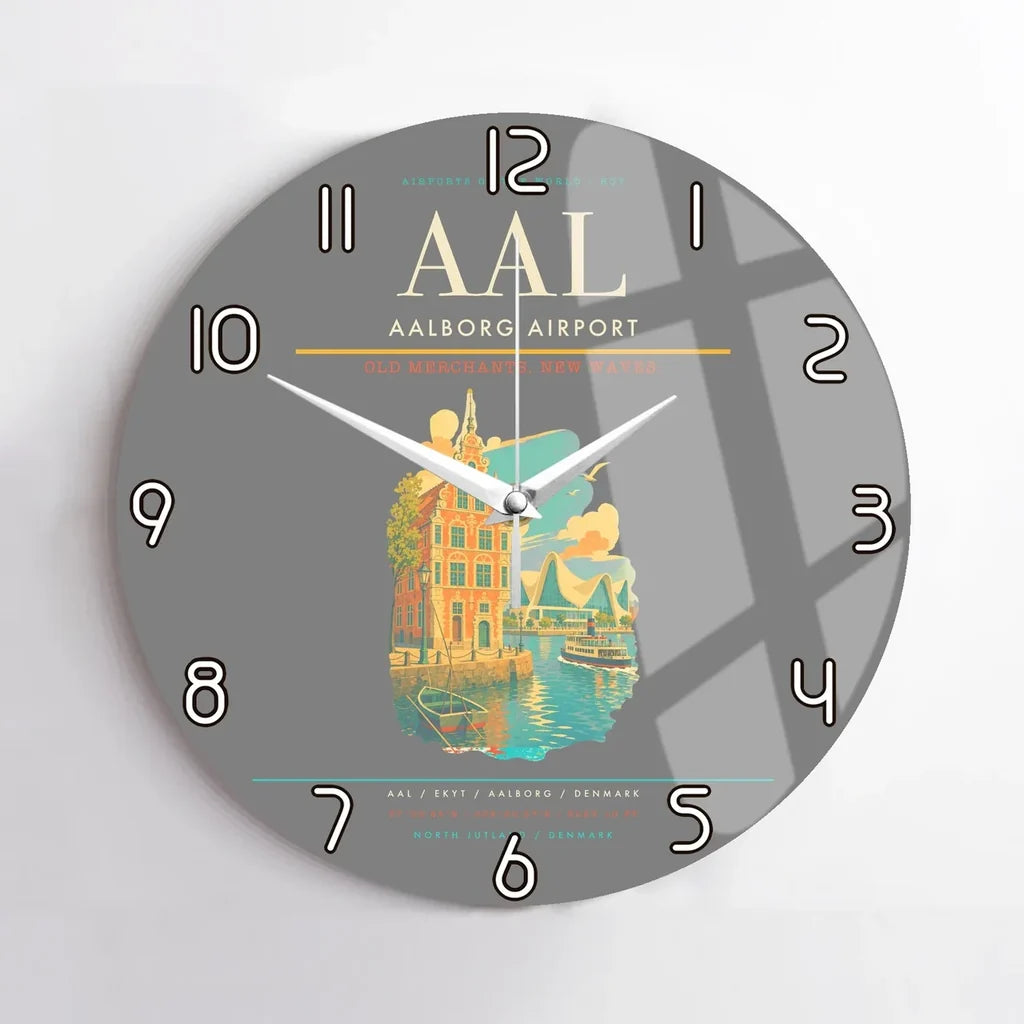 Aalborg Airport AAL Wall-Clock No-Frame - Gray