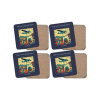 Thumbnail for The Flour Bomb Drop - Designed Coasters design on navy blue 4-pieces-set