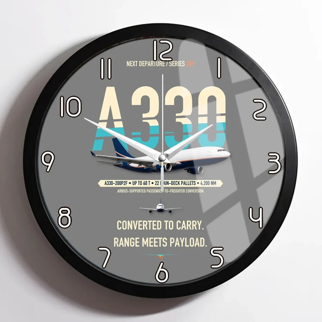Airbus A330-200P2F design on gray framed wall clock