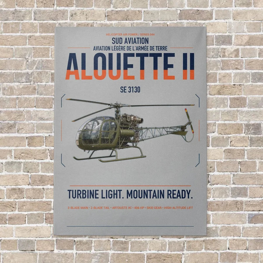 Sud Aviation SE 3130 Alouette II vertical canvas print - no frame - light gray background