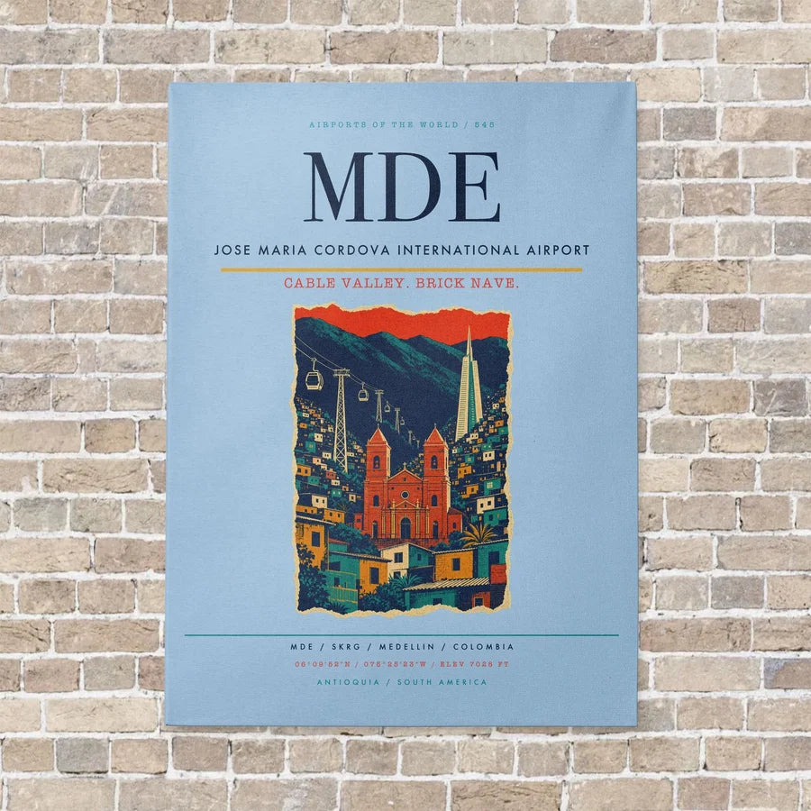 Jose Maria Cordova International Airport MDE - Canvas No Frame - Light Blue