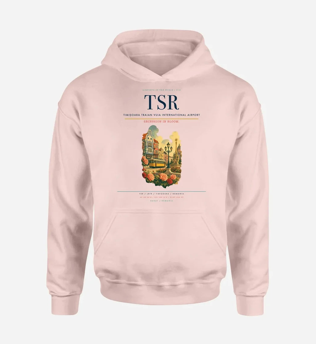 Timișoara Traian Vuia International Airport (TSR) design on pink hoodie single-side print