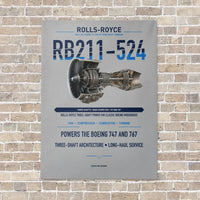 Thumbnail for RB211-524 vertical canvas print - no frame - light gray background