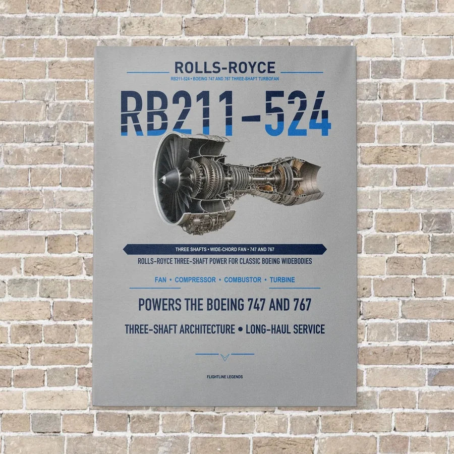 RB211-524 vertical canvas print - no frame - light gray background