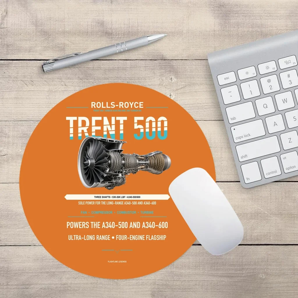 TRENT 500 design on orange round mouse pad