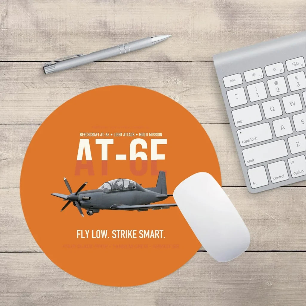 AT-6E Wolverine Light Attack design on orange round mouse pad