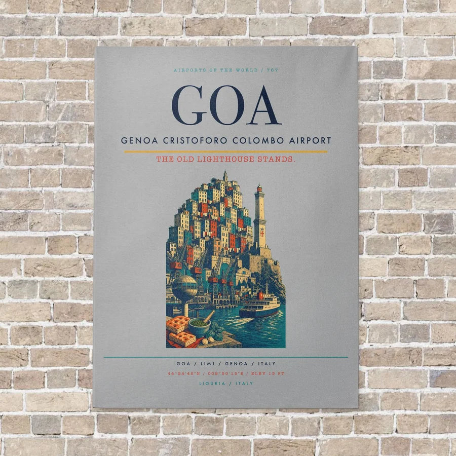 Genoa Cristoforo Colombo Airport GOA vertical canvas print - no frame - light gray background
