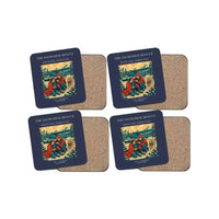 Thumbnail for The Snowshoe Rescue - Designed Coasters design on navy blue 4-pieces-set