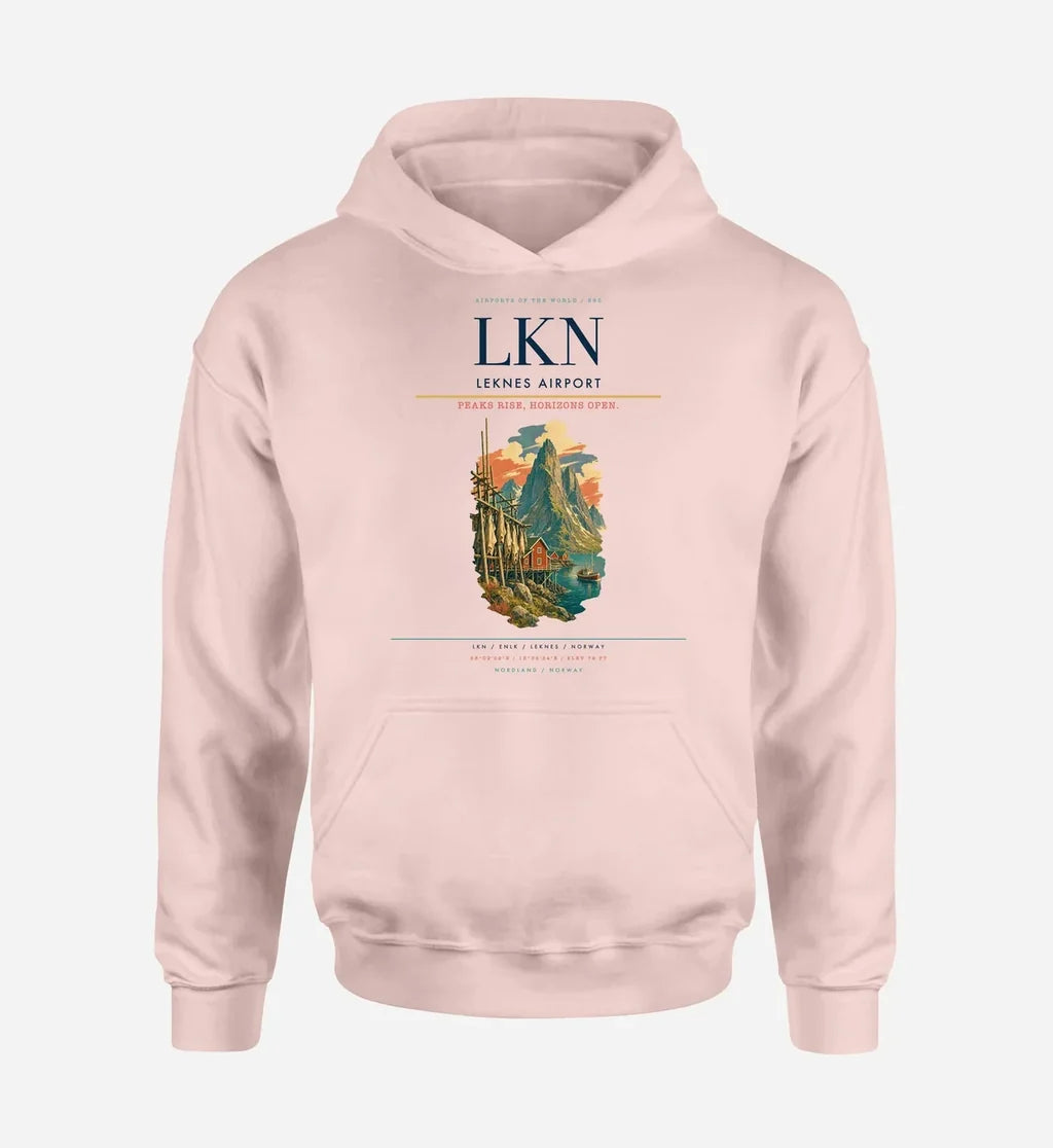 Leknes Airport (LKN) design on pink hoodie single-side print