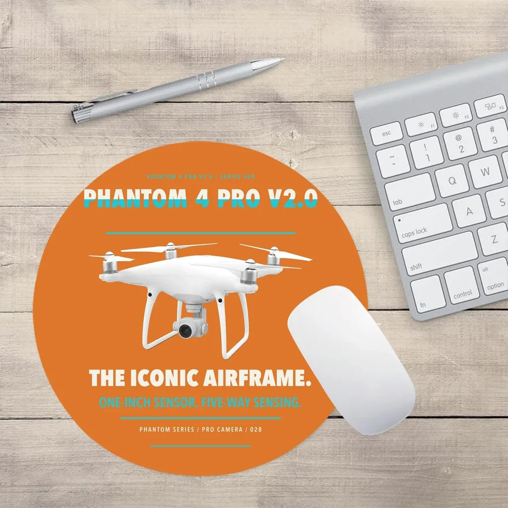 DJI Phantom 4 Pro V2.0 design on orange round mouse pad