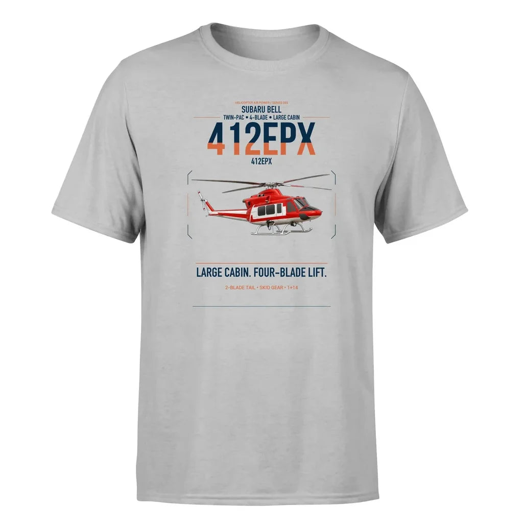SUBARU Bell 412EPX design on light gray t-shirt, single-side print