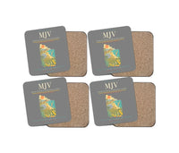 Thumbnail for Región de Murcia International Airport (MJV) design on gray 4 pieces set coaster