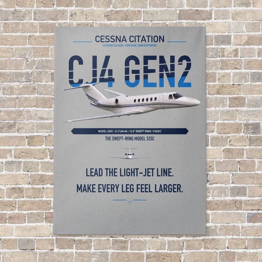 Cessna Citation CJ4 Gen2 vertical canvas print - no frame - light gray background