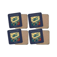 Thumbnail for The Seaplane Everest - Designed Coasters design on navy blue 4-pieces-set