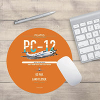 Thumbnail for Pilatus PC-12 PRO design on orange round mouse pad