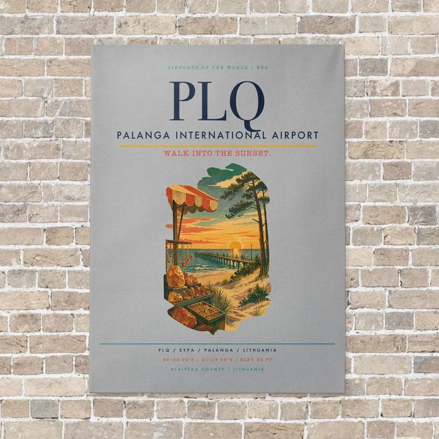 Palanga International Airport PLQ vertical canvas print - no frame - light gray background