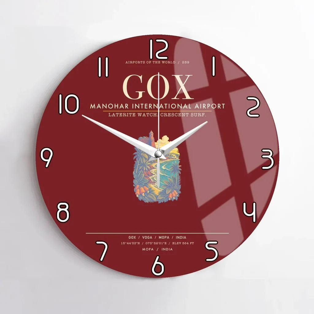 Manohar International Airport Mopa GOX Wall-Clock No-Frame - Dark Red