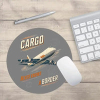Thumbnail for Cargo Never Knows A Border design on gray round mouse pad
