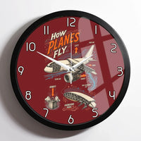 Thumbnail for How Planes Fly V2 design on dark red framed wall clock