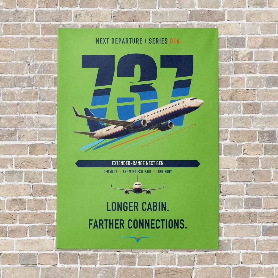 Boeing 737-900ER vertical canvas print - no frame - light green background