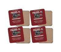 Thumbnail for PW4000-94 design on dark red 4 pieces set coaster