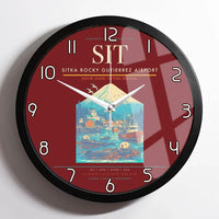 Thumbnail for Sitka Rocky Gutierrez Airport (SIT) design on dark red framed wall clock