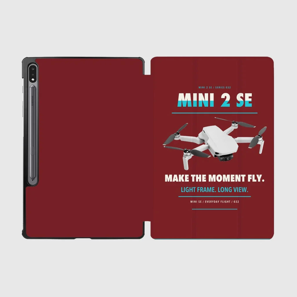 DJI Mini 2 SE design on dark red samsung tablet tablet case