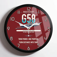 Thumbnail for Beechcraft Baron G58 design on dark red framed wall clock