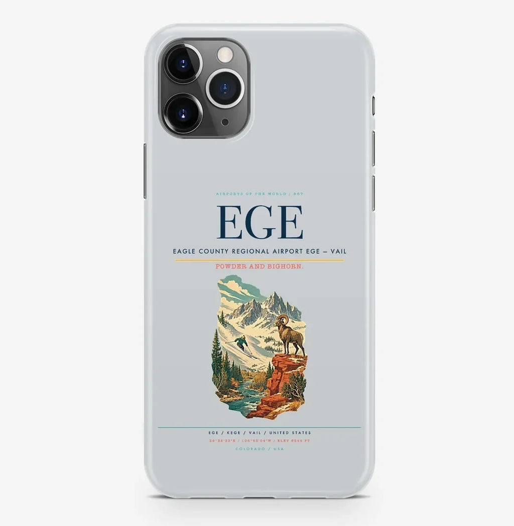 Vail Airport (EGE) design on light gray iPhone 16 Pro MagSafe case
