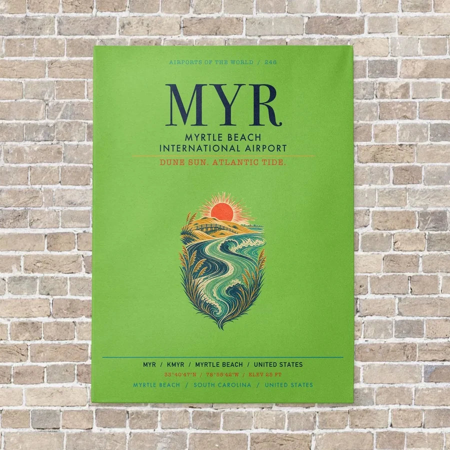 Myrtle Beach International Airport MYR vertical canvas print - no frame - light green background