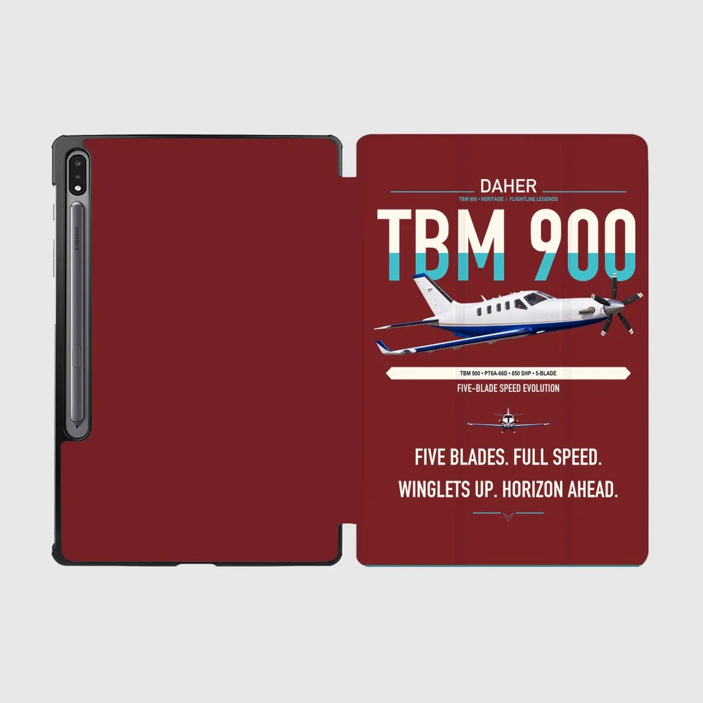 Daher TBM 900 design on dark red samsung tablet tablet case