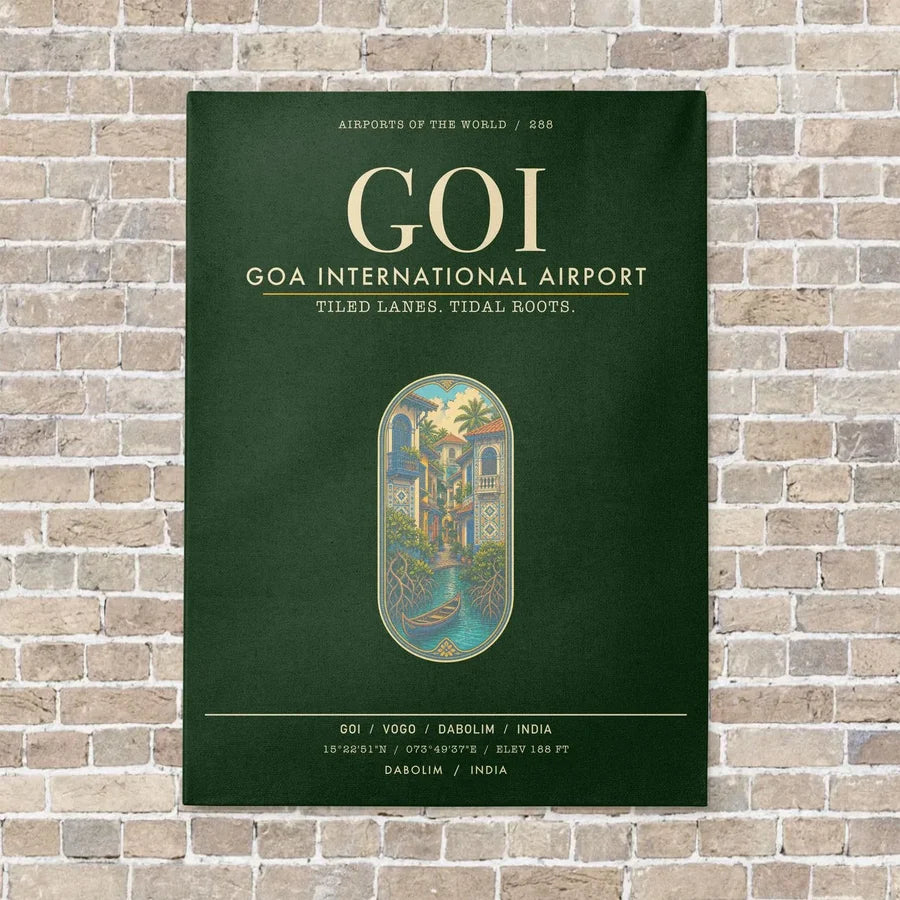Goa International Airport Dabolim GOI - Canvas Framed - Dark Green