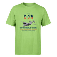 Thumbnail for C-2A Greyhound design on light green double-side t-shirt, single-side print