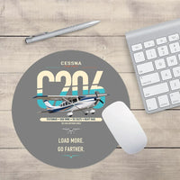 Thumbnail for Cessna 206 Stationair design on gray round mouse pad