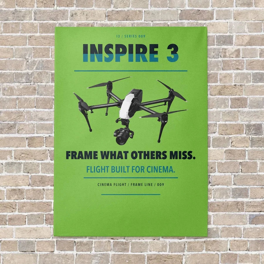 DJI Inspire 3 vertical canvas print - no frame - light green background