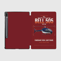 Thumbnail for Bell 505 design on dark red samsung tablet tablet case