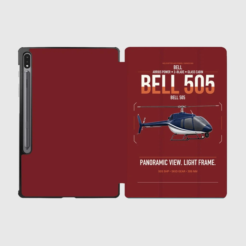 Bell 505 design on dark red samsung tablet tablet case