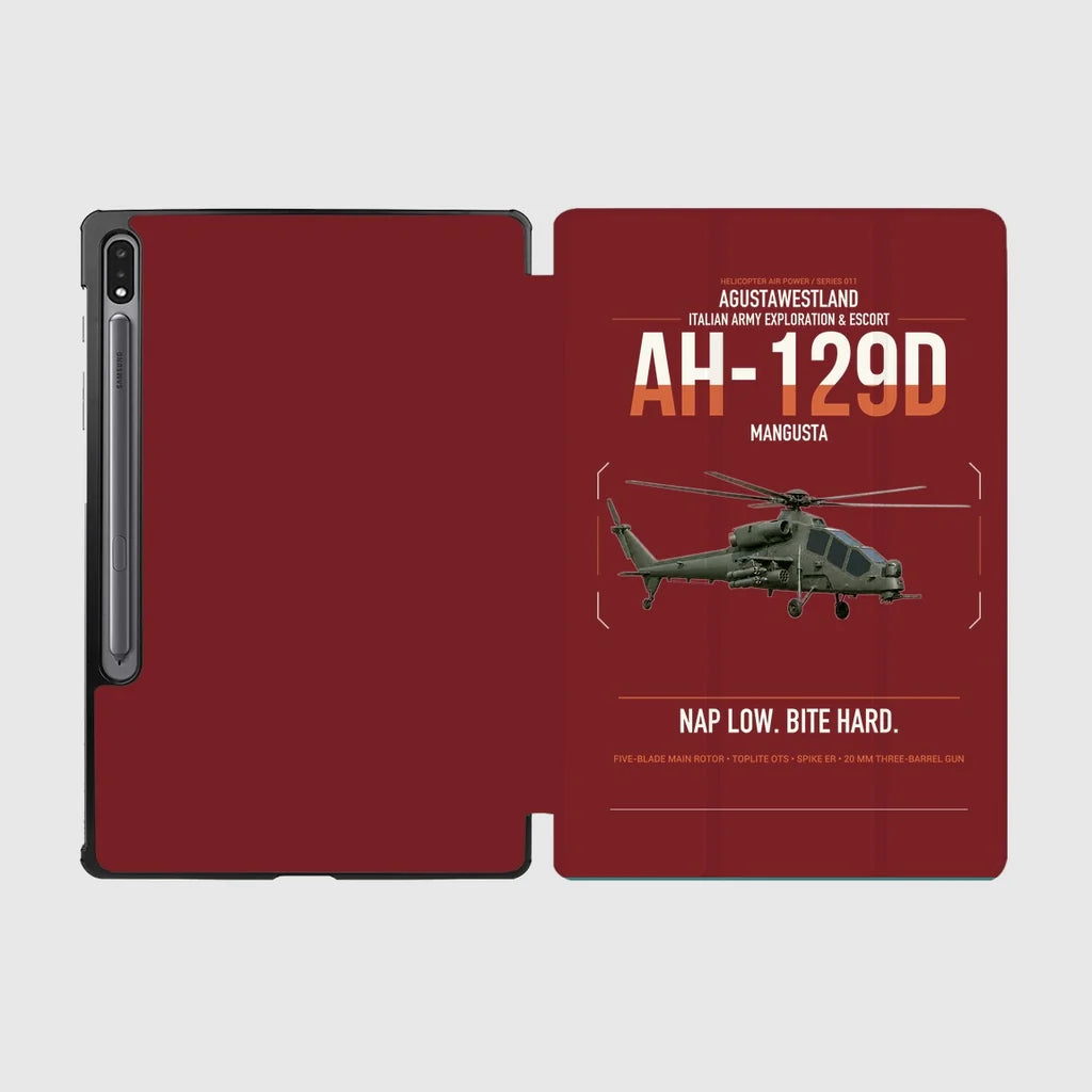 AgustaWestland AH-129D Mangusta design on dark red samsung tablet tablet case