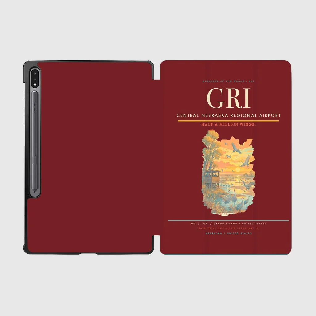 Central Nebraska Regional Airport (GRI) design on dark red samsung tablet tablet case