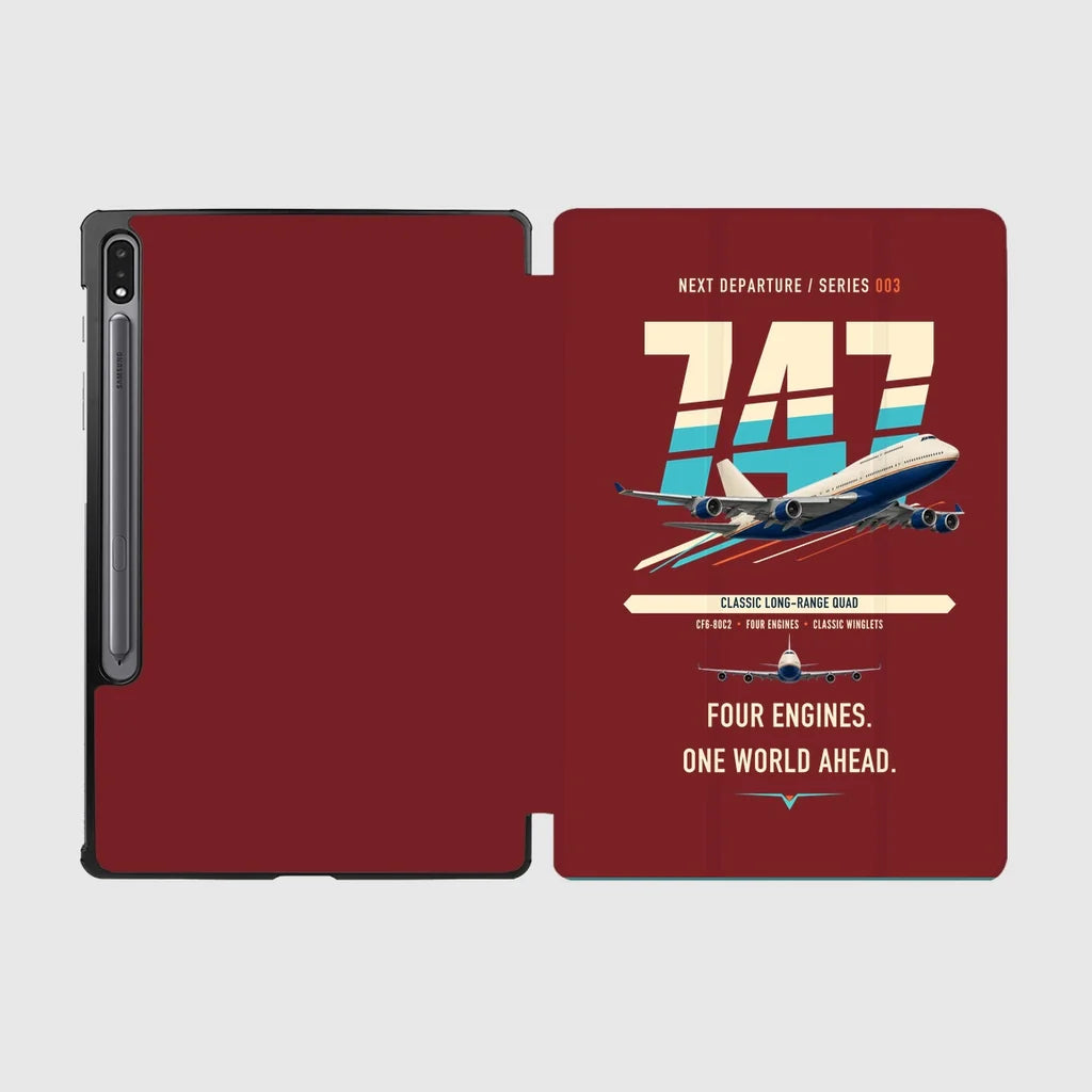 Boeing 747-400 design on dark red samsung tablet tablet case