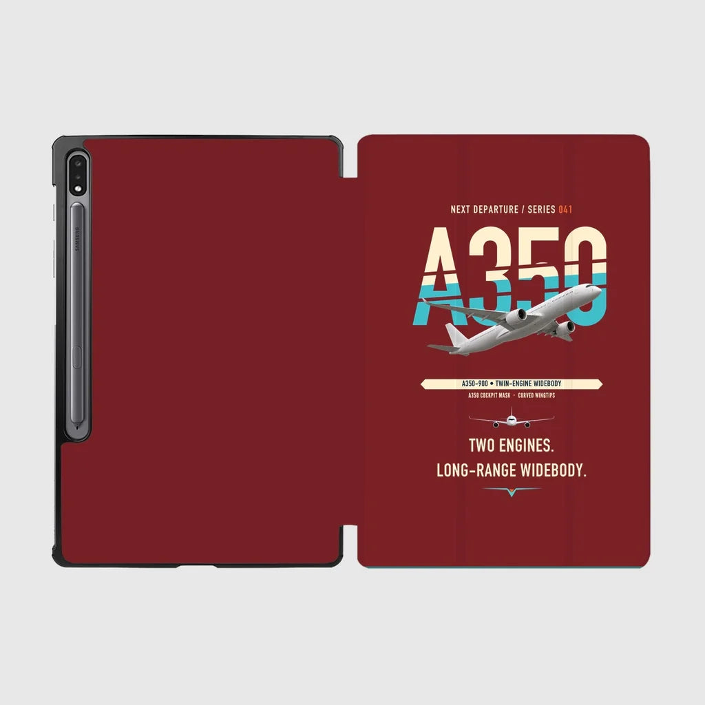 Airbus A350-900 design on dark red samsung tablet tablet case