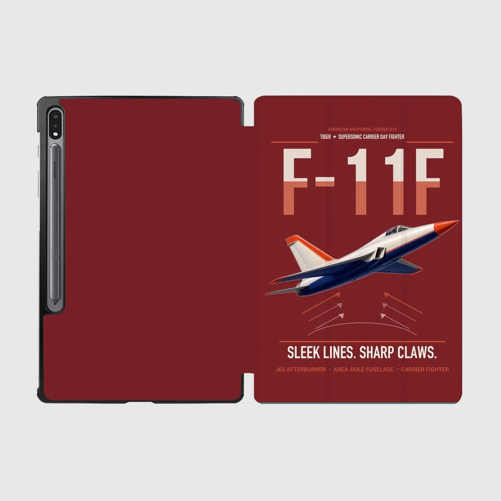 F-11F Tiger design on dark red samsung tablet tablet case