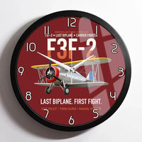 Thumbnail for F3F-2 Last Biplane First Fight design on dark red framed wall clock