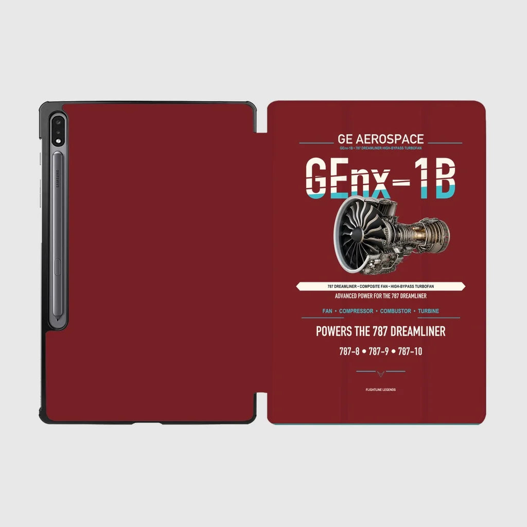 GEnx-1B design on dark red samsung tablet tablet case