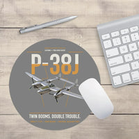 Thumbnail for P-38J Lightning design on gray round mouse pad
